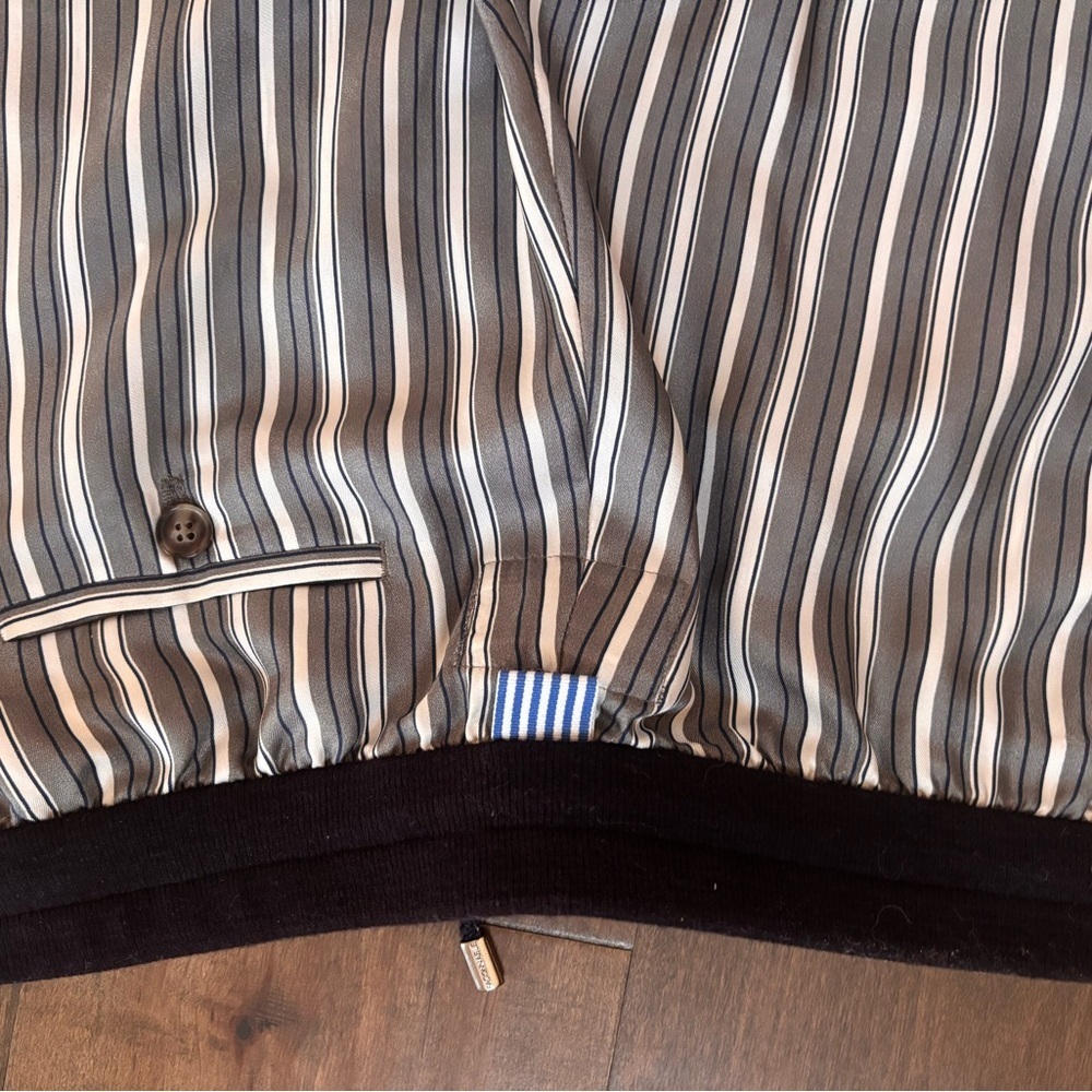 Striped Gray and White Silky drawstring Faconnable Size 4 Pants - Picture 3 of 11